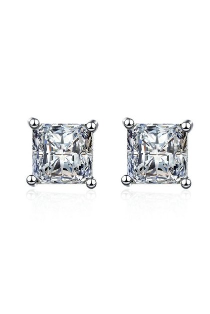 1ct silver color 1ct Moissanite Earrings for Women Lab Grown Diamond Ear Studs 925 Sterling Silver F