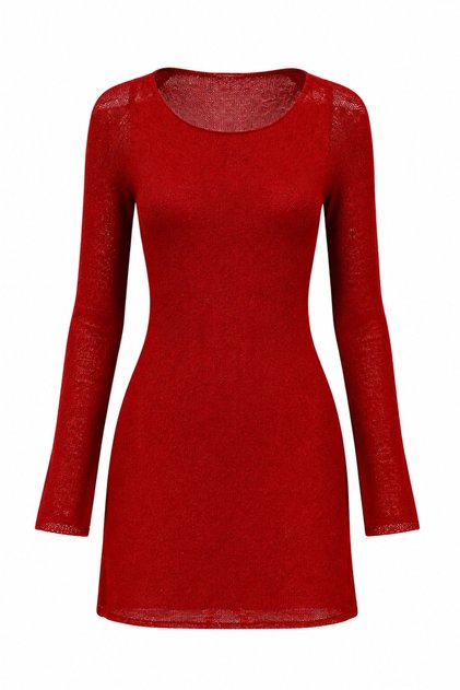 Red Slim Knitwear Pareo Dress
