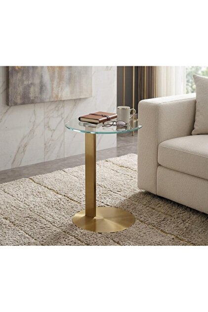 Single Column Steel Gold Service Table