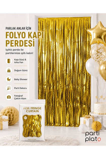 Metallic Gold Gold Foil Door Curtain 100X200 cm Party Birthday Decoration Photo Background
