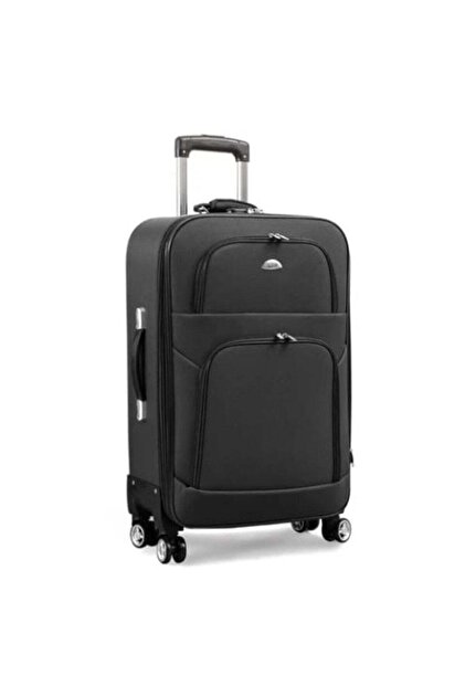 Troler Easy Trip cu 4 roți duble, rotire 360 de grade, lacăt cu combinație, negru, 65 cm