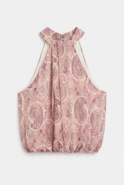 Halter Yaka Dökümlü Bluz