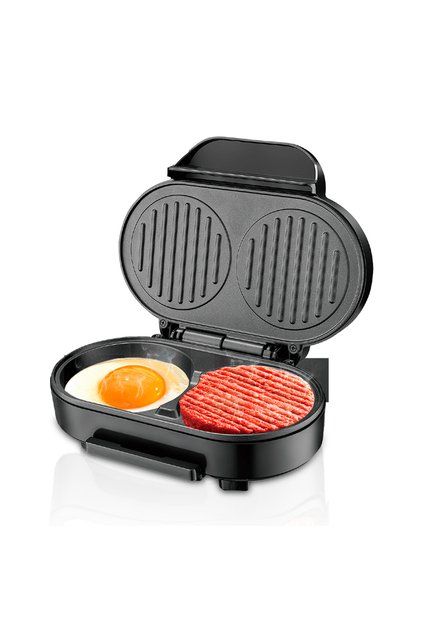 ST-9451 Electric Hamburger Maker 1000W, Non-Stick Burger Grill Machine with Dual Cooking Plates