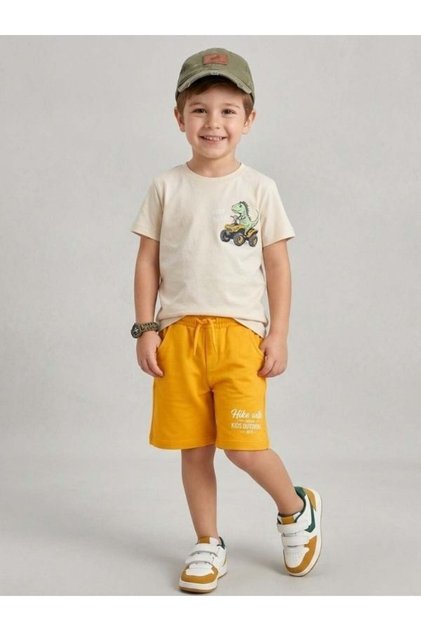 Boy's Back Printed Dinosaur Shorts Set
