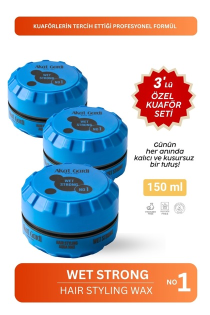 Saç Şekillendirici Wax Wet Strong 150Ml.No:1.3'Lü Özel Set