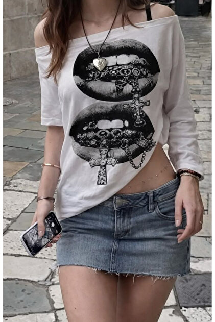 Grilzz Kayık Yaka And Bisiklet yaka Street Wear Styler Woman T-Shirt Tee Trend Top10 Supertee Design