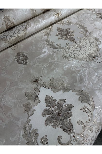 Tutkal hediye 10m2 damask kreme gold sedefli kabartma silinebilir A+duvar kağıdı eni 106cm/boyu 10 metre