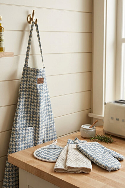 Professional Home Type 4-Piece Kitchen Apron Set Waterproof Chef Apron Waterproof Cotton Cook Apron, Oven Mitt, Potholder and Towel Set