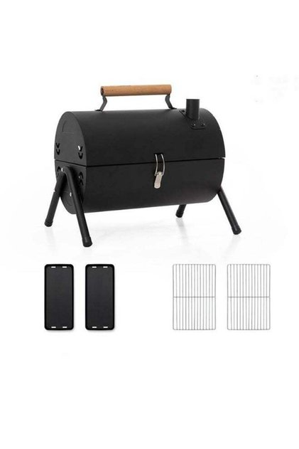 Portable Charcoal Barbecue Grill with Cover, Compact Outdoor BBQ Grill for Camping and Picnics, Durable Cooking Rack, Dual Charcoal Trays, Carrying Handle and Secure Lid, Perfect for Garden, Beach, Pa