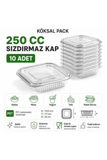10Pcs 250 Cc Leakproof Container Transparent Pet Food Container Salad Appetizer Yogurt Dessert Container