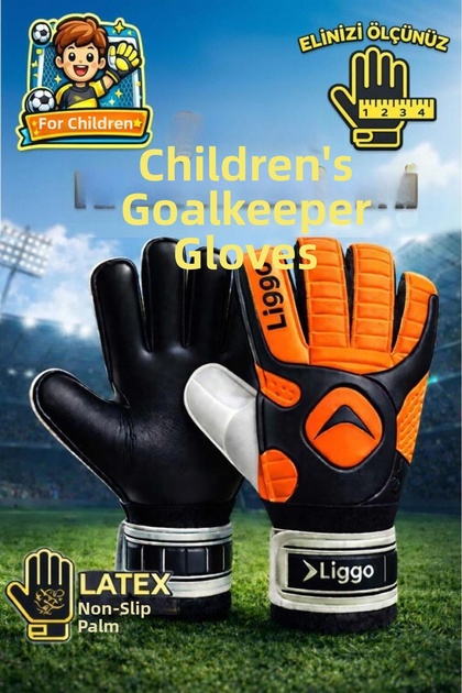 Reflex Children's Goalkeeper Gloves with Wrist Bandage, Size 5-6-7