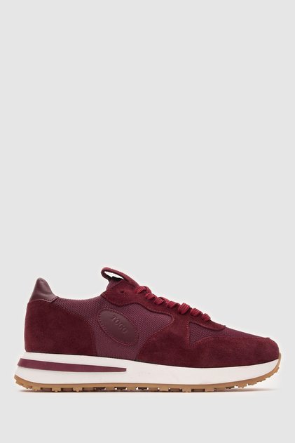 Kadın Kırmızı Süet Hakiki Deri Spor Sneaker Ayakkabı [TG060204]