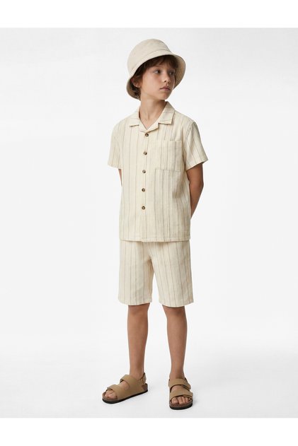 26Yy59000297 Beige Boy's Shirt 6Skb60015Tw