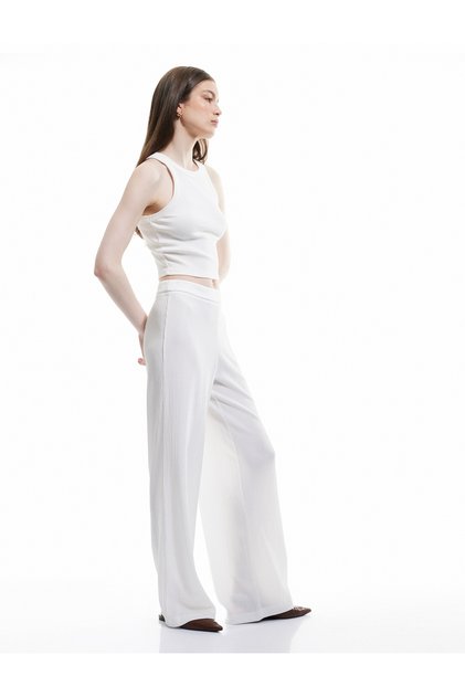 Textured High-Waist Wide-Leg Pants