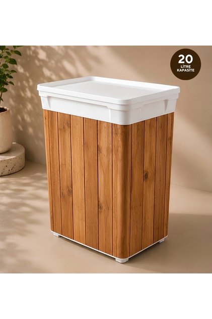 Q-trash Bın 20 L Wood Light Çöp Kovası