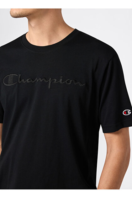 Champion 220273-KK001 SS Tee Siyah Yuvarlak Yaka Düz Erkek T-Shirt