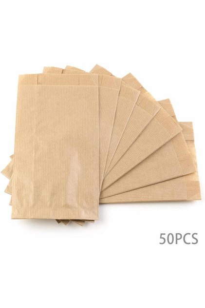 Kraft Kese Kağıdı Hediye Paketi 15x27 Cm 50 Adet Düz Renk