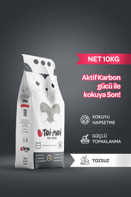 Koku Hapseden, Topaklanan,Tozsuz Aktif Karbonlu Bentonit Kedi Kumu 10kg