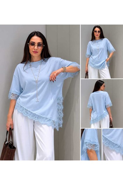 Women's Lace-Detail Asi̇meri̇k T-Shirt