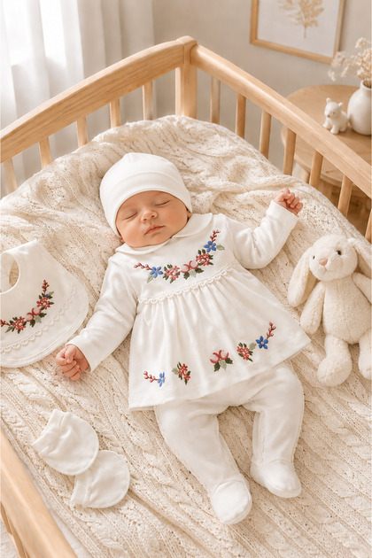 デパートメント56 BABIES 5点セット Arin Baby 5 Lİ KELEBEK DETAYLI YENİ DOĞAN KIZ BEBEK HASTANE ÇIKIŞ