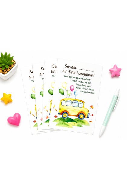 10 x 14 cm Okuluna - Sınıfına Hoşgeldin Baskılı Kart 30 Adet Model: 4