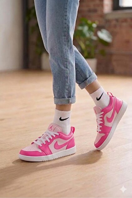 Nike Jordan 1 Low Alt Ps kız Çocuk lastik bağcıklı pembe cırtlı