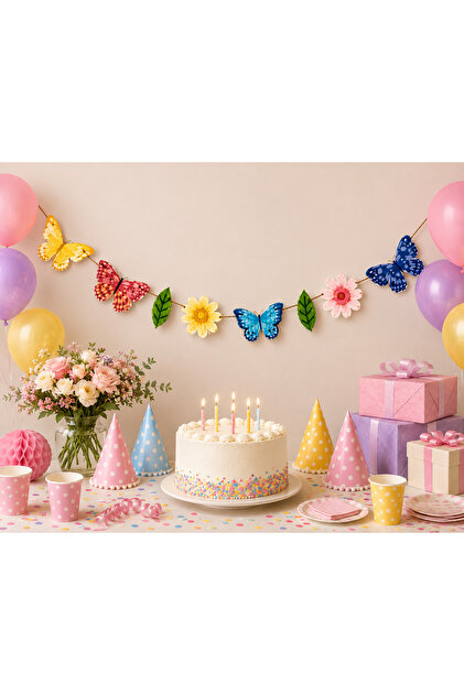 Butterfly Daisy Themed Soft Pastel Tones Banner Ornament