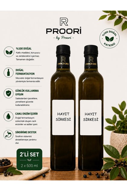 Yıllanmış Hayıt Sirkesi Doğal Fermente Canlı Sirke 500 ml 2'li Paket
