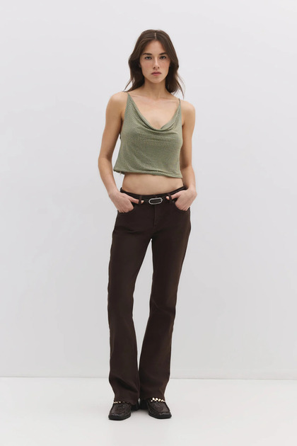 Women's Stone Embellished Crop Body with Collar Strap