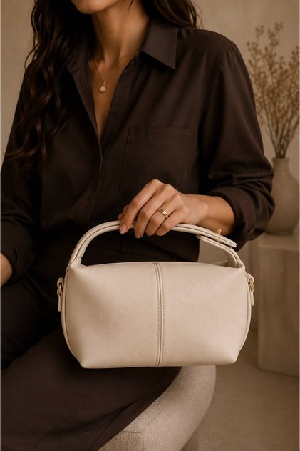 Women's Lock Detailed Hand and Shoulder Bag, Adjustable Shoulder Strap, Zippered Daily Stylish Bag