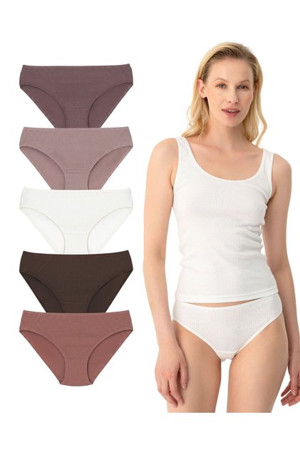 Women's Organic Cotton 5-Piece Ribbed Slip Panties