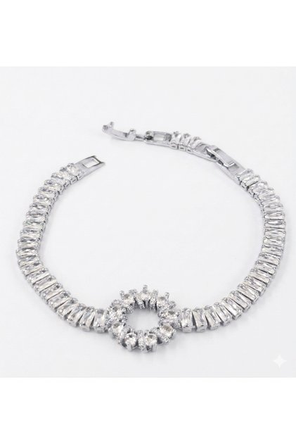 Zircon Stone Baguette Waterway Bracelet