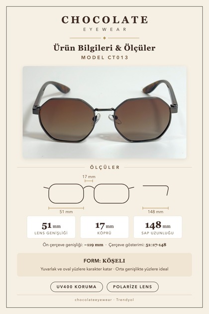 Chocolate Eyewear UV 400 Korumalı Polarize Güneş Gözlüğü