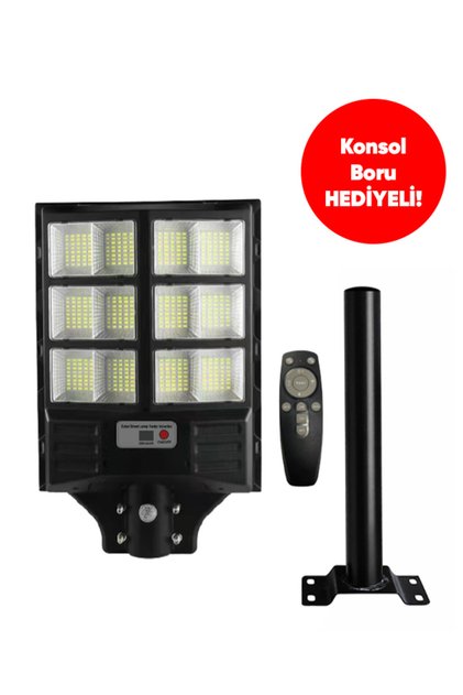 HL-5157 600 Watt Kumandalı Güneş Enerjili Solar Sokak Armatürü KONSOL BORU HEDİYELİ – Beyaz Işık