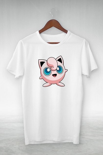 Vtshirt Alb -pokemon-jigglypuff- Ilustrație Desen- Y-029