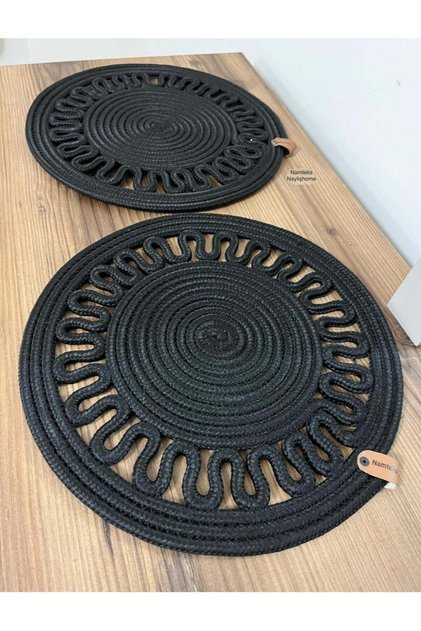 2 Pieces Jute, Wicker, American Placemat, Tableware Set, Plate Mat, Runner, Bread Basket, Tricot Placemat