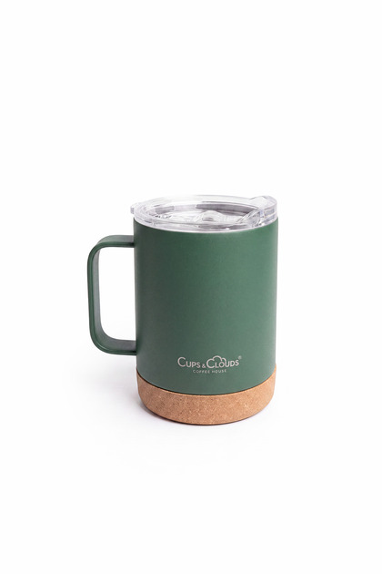 Termos Kupa Bardak Cork Mug Yeşil Haki 350ml
