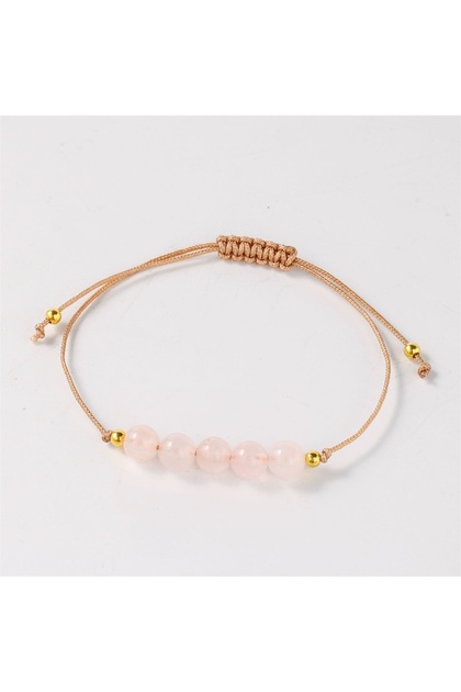 L2010- Pink Quartz Bracelets for Women Love Lucky Beads Bangles Adjustable Natural Stone Jewelry Gif