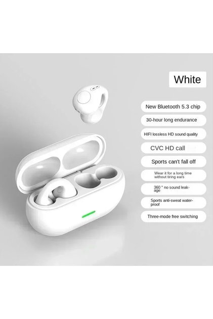 white New Original T75 Bone Conduction Wireless Bluetooth 5.3 Headphones Sports Earphones HiFi Sound