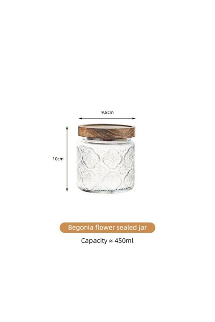 black KEMORELA Vintage Glass Jar Canister Storage with Seal Wooden Lid Retro Design Wood Glass Airt