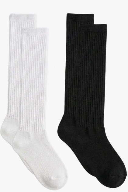 2 Pairs of Thin Ribbed Above-Knee Cotton Blend Children's Socks