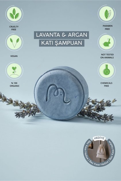 Lavender & Argan Solid Shampoo 120 Gr, Herbal, 100% Natural Handmade