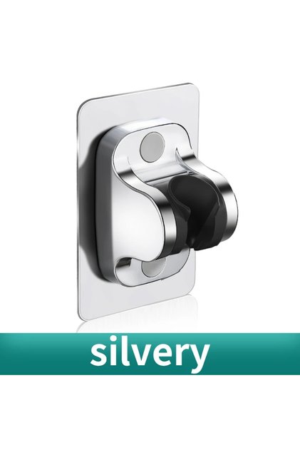 Silver Perforation Free Shower Bracket Adjustable Shower Head Hanging Seat Bathroom Shower Rain Lotu