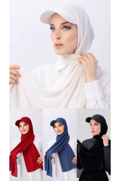 Ready-Made Shawl Hijab with 4 Hats Sandy