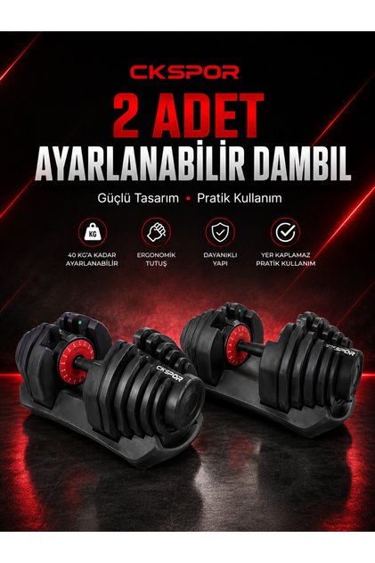2 x 40 Kg Ayarlanabilir Dambıl Seti Mekanizmalı Fitness ve Güç Antrenman Seti