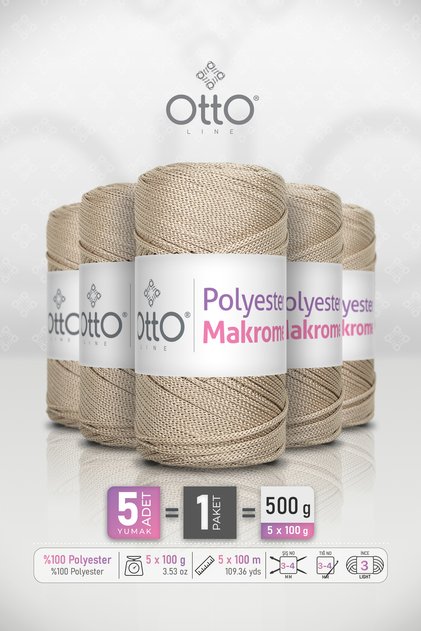 POLIESTER MAKROME • Bež • Pakovanje od 5 × 100 gr / 100 m • 2 mm • Supla, Torba, Aksesoar Kabel
