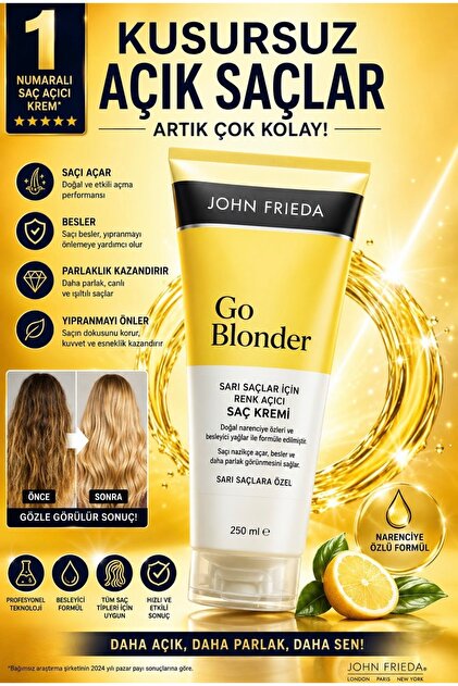 Go Blonder Sarı Saçlar İçin Renk Açıcı Saç Kremi (250 ml)