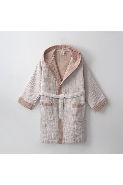 Melinda Children's Bathrobe 100% Organic Cotton Muslin Woven Terra