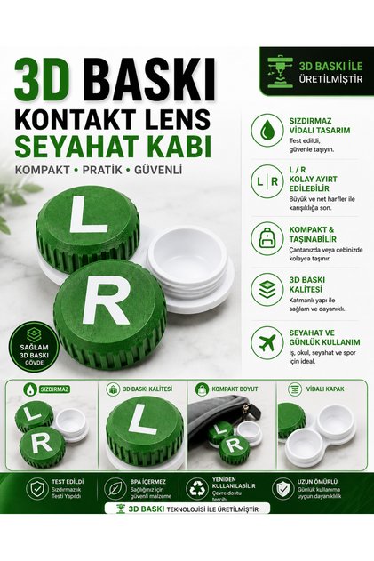 3D Printing Contact Lens Storage and Travel Container L/R Screw Cap