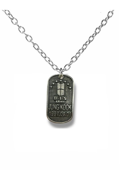 Bts Jungkook Silver Imprint Necklace | 60 cm Chain Unisex K-Pop Accessory